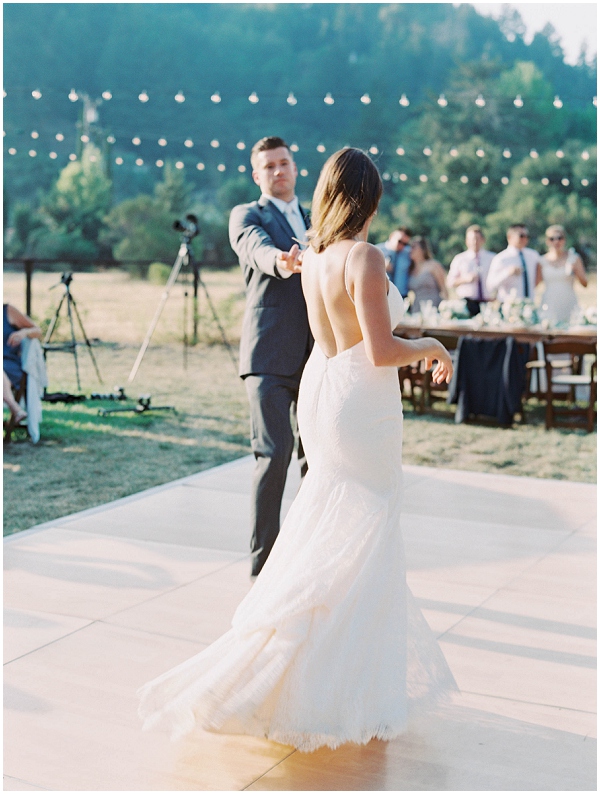 bride and groom first dance at Bridgewater Farm in Scotts Valley