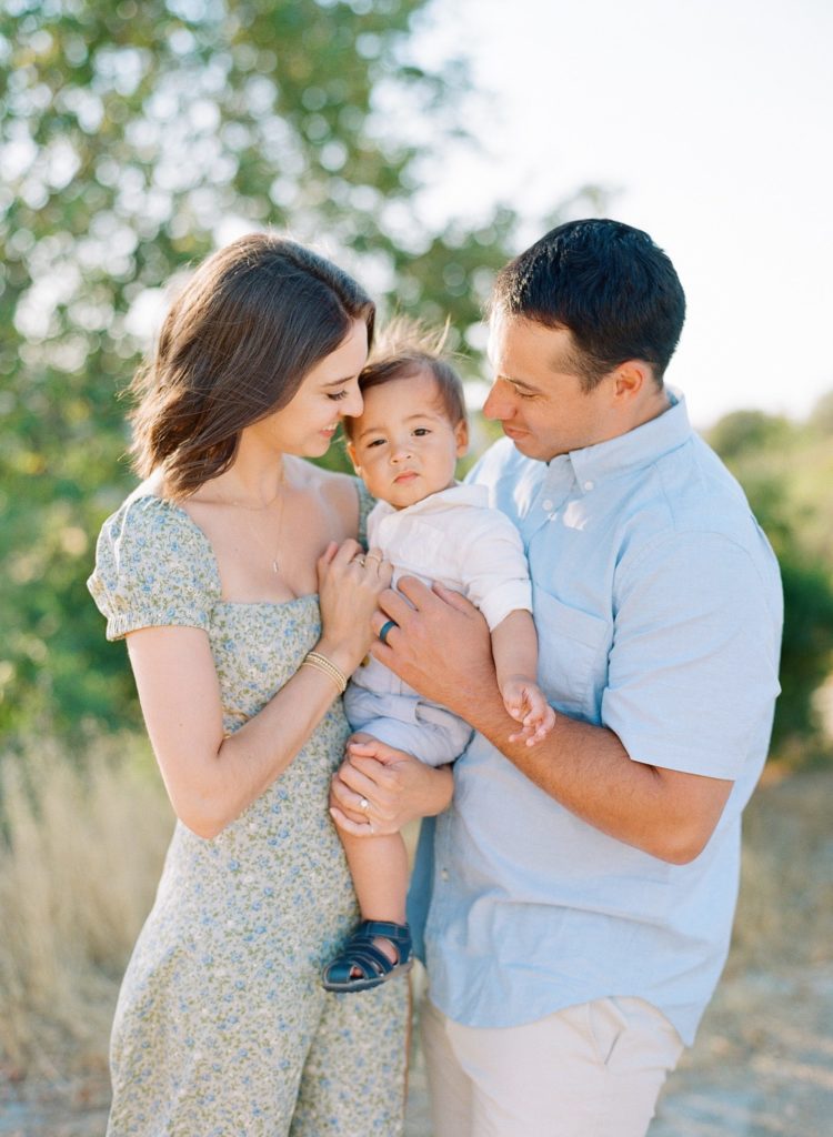 Orinda Family Session with mother, child, and dad. Outdoor spring