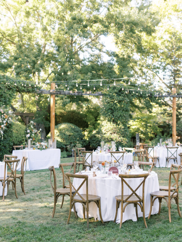 tables and chairs at receptions. Tres Posti Napa Valley Wedding