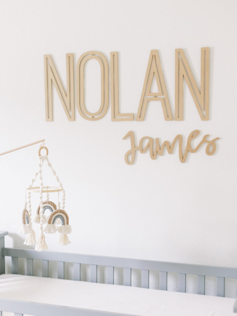 nolan james name sign over crib