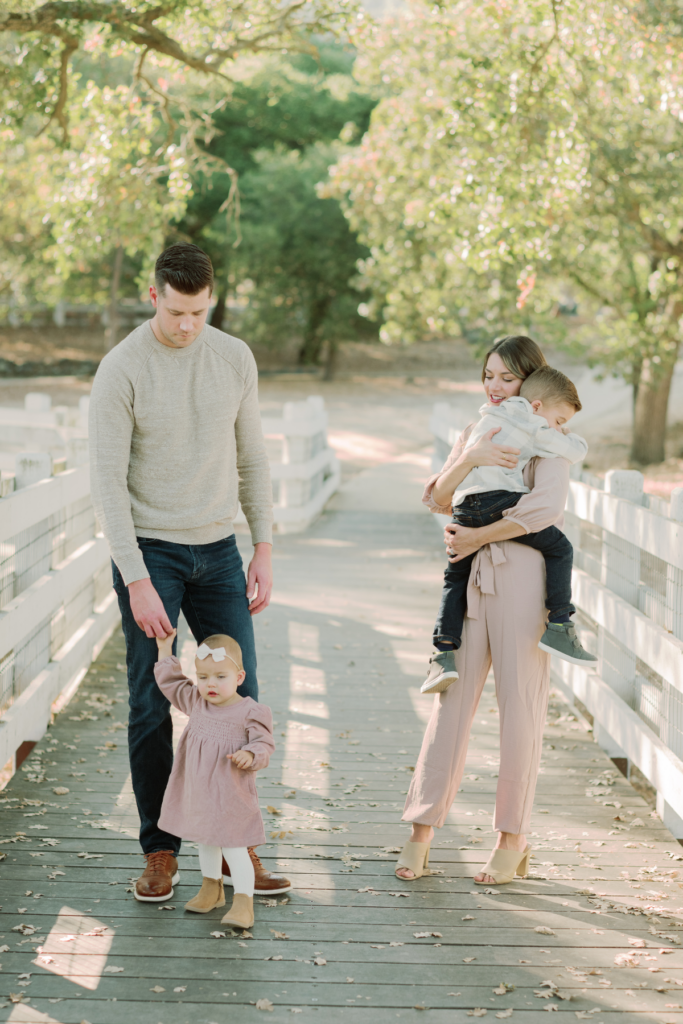 Bay Area Family Photography Pleasanton CA - Jessica Kay Photography - father holding toddler daughters hand and mother holding son